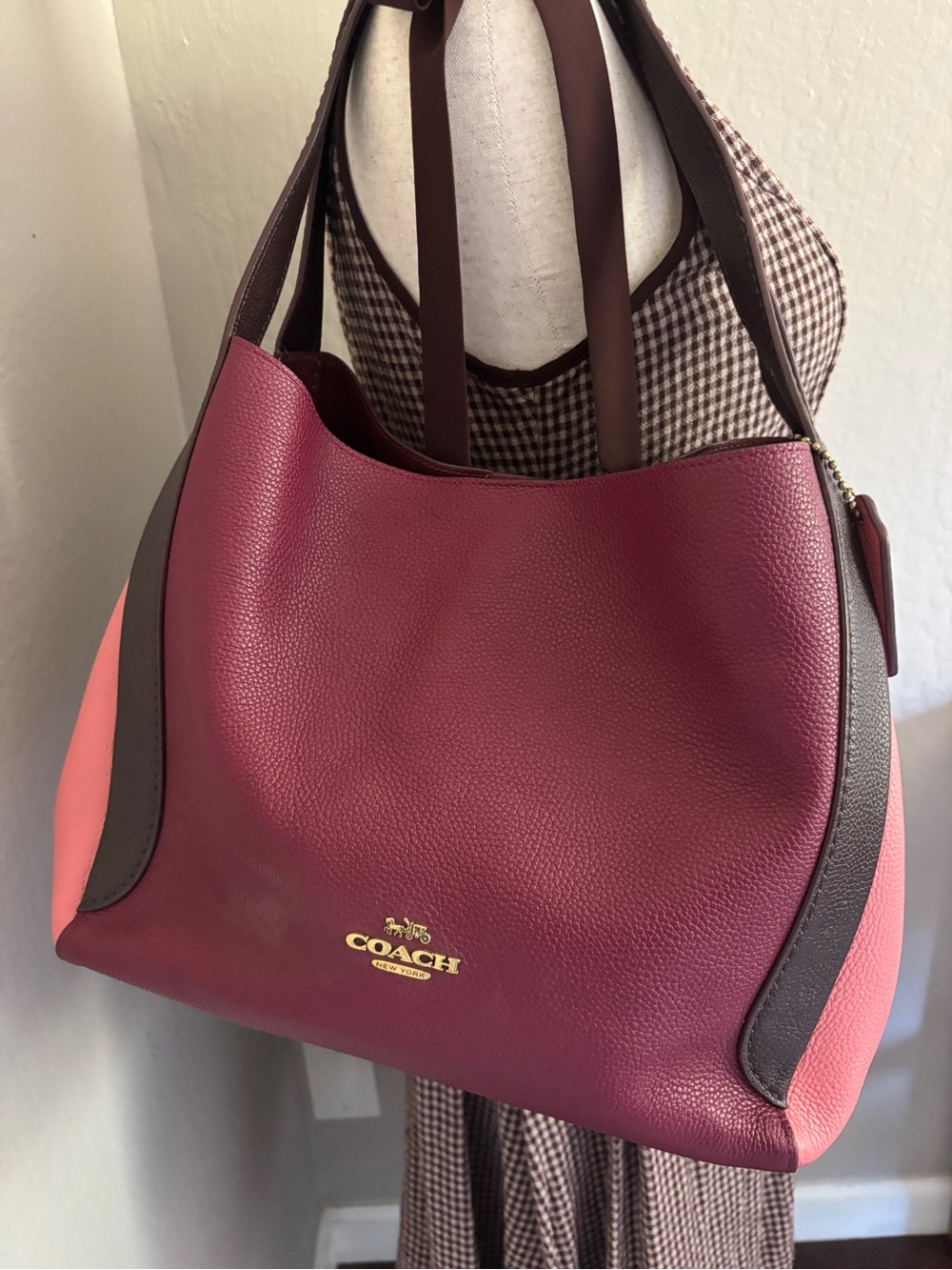 Coach Hadley Hobo Pebbled Leather Colorblock Shoulder Bag - Picture 2 of 7